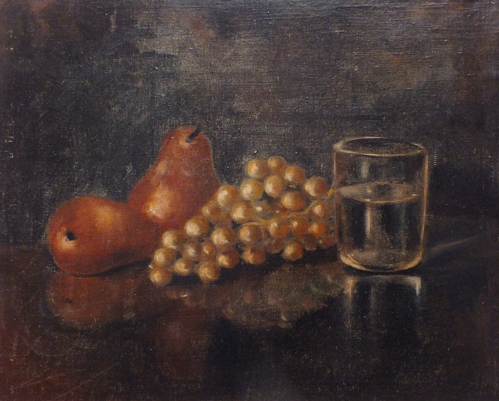 Pears Grapes Still Life Vintage Oil Painting Framed Original Fruits