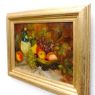 Fruit Wine Still Life Vintage Oil Painting Signed Framed Original Flowers