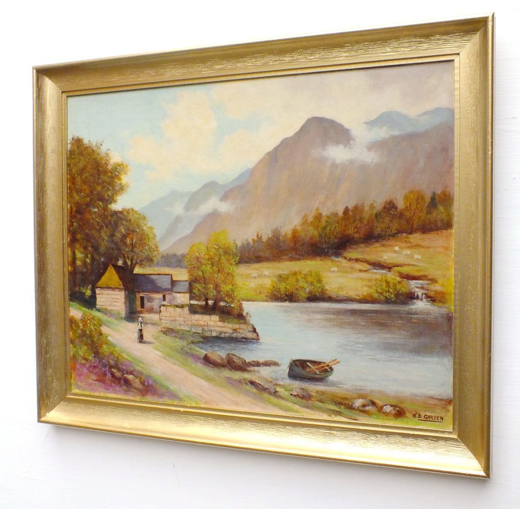 Loch Goil Scottish Landscape Vintage Oil Painting Signed Framed Mountain Scene
