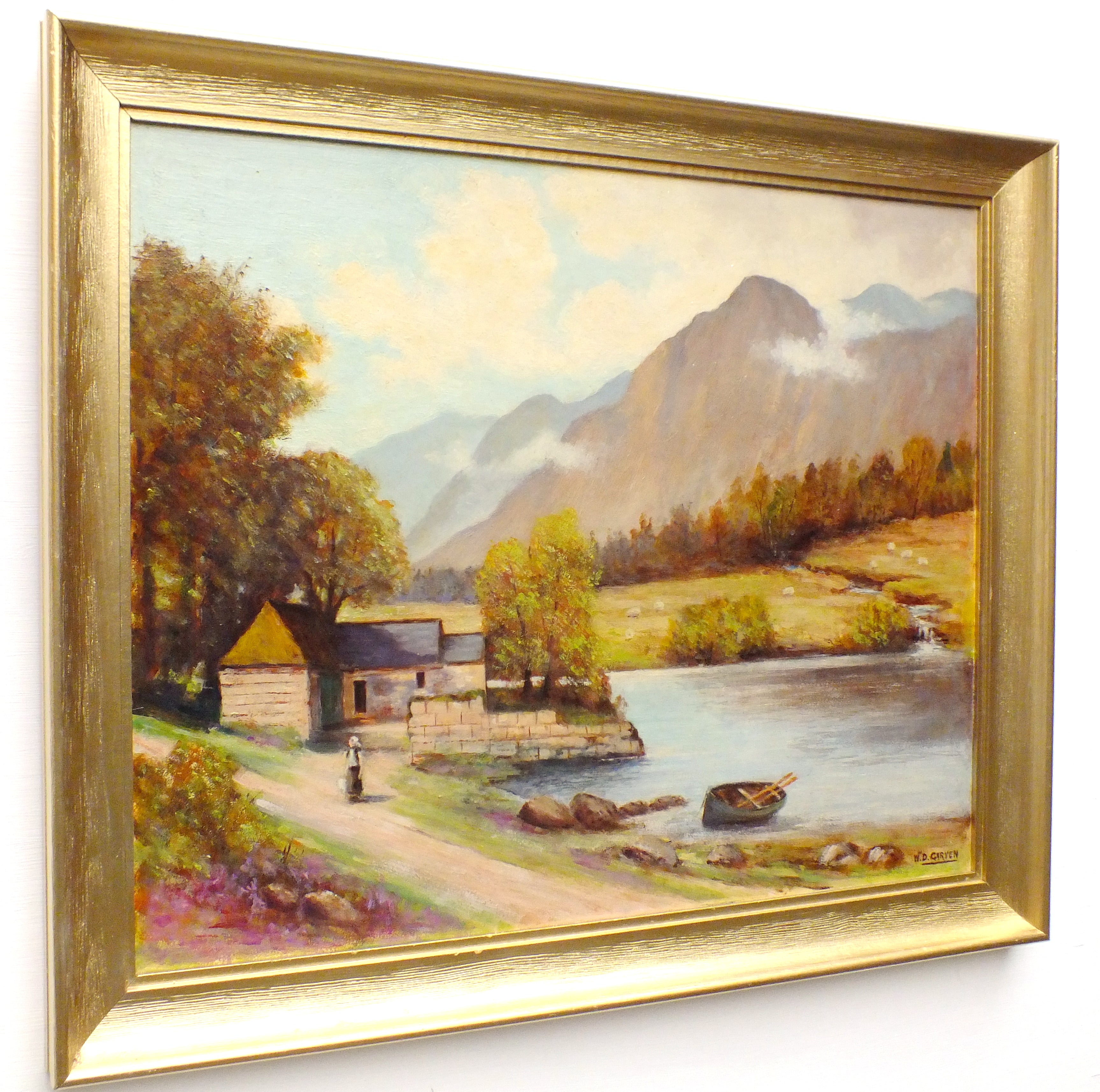 Loch Goil Scottish Landscape Vintage Oil Painting Signed Framed Mountain Scene