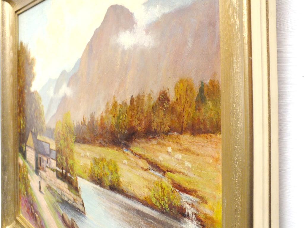 Loch Goil Scottish Landscape Vintage Oil Painting Signed Framed Mountain Scene