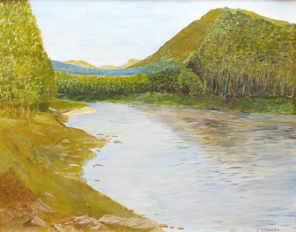 River Dee Scottish Landscape Vintage Oil Painting Signed Framed Mountain Scene