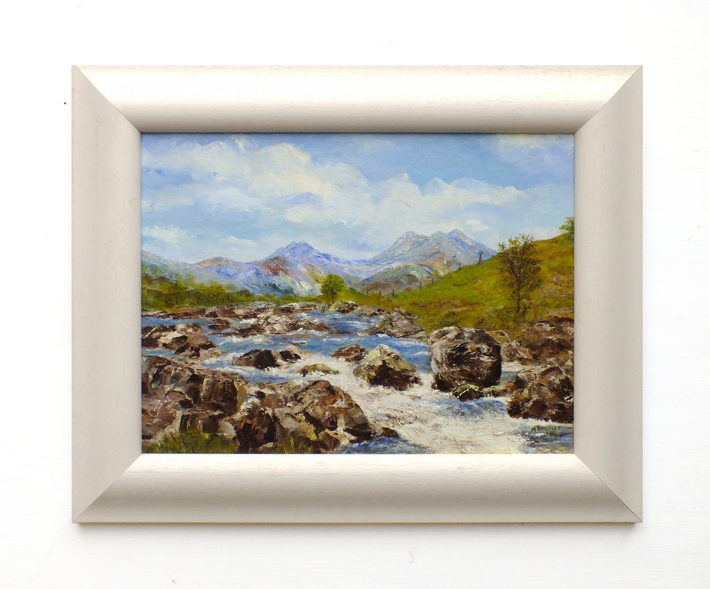 Mount Snowdon Welsh Landscape Vintage Oil Painting Signed Framed