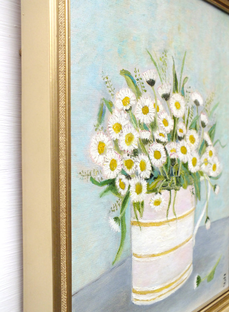 Daisies Still Life Vintage Oil Painting Framed Original Flowers