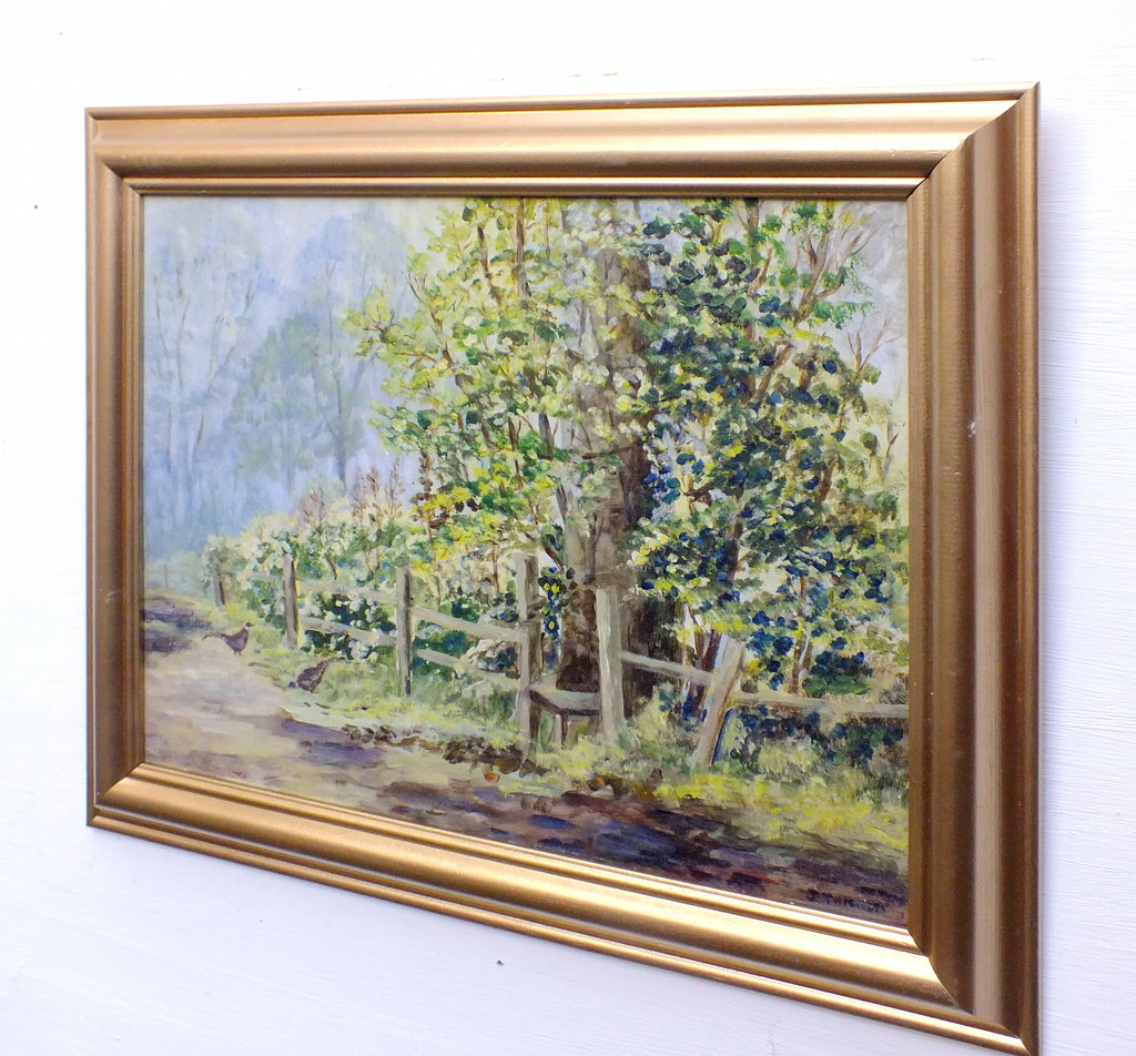 Country Lane English Country Landscape Oil Painting Framed