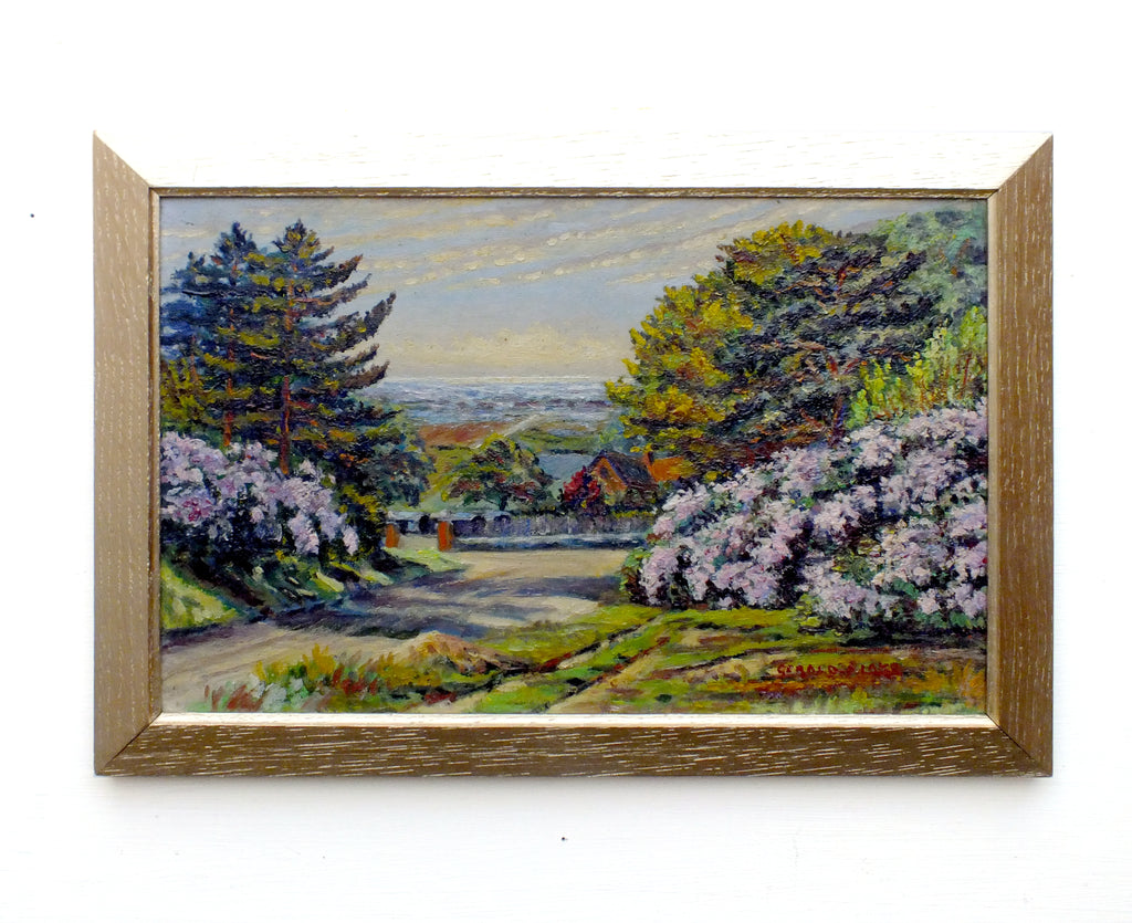 English Country Landscape Vintage Oil Painting Framed