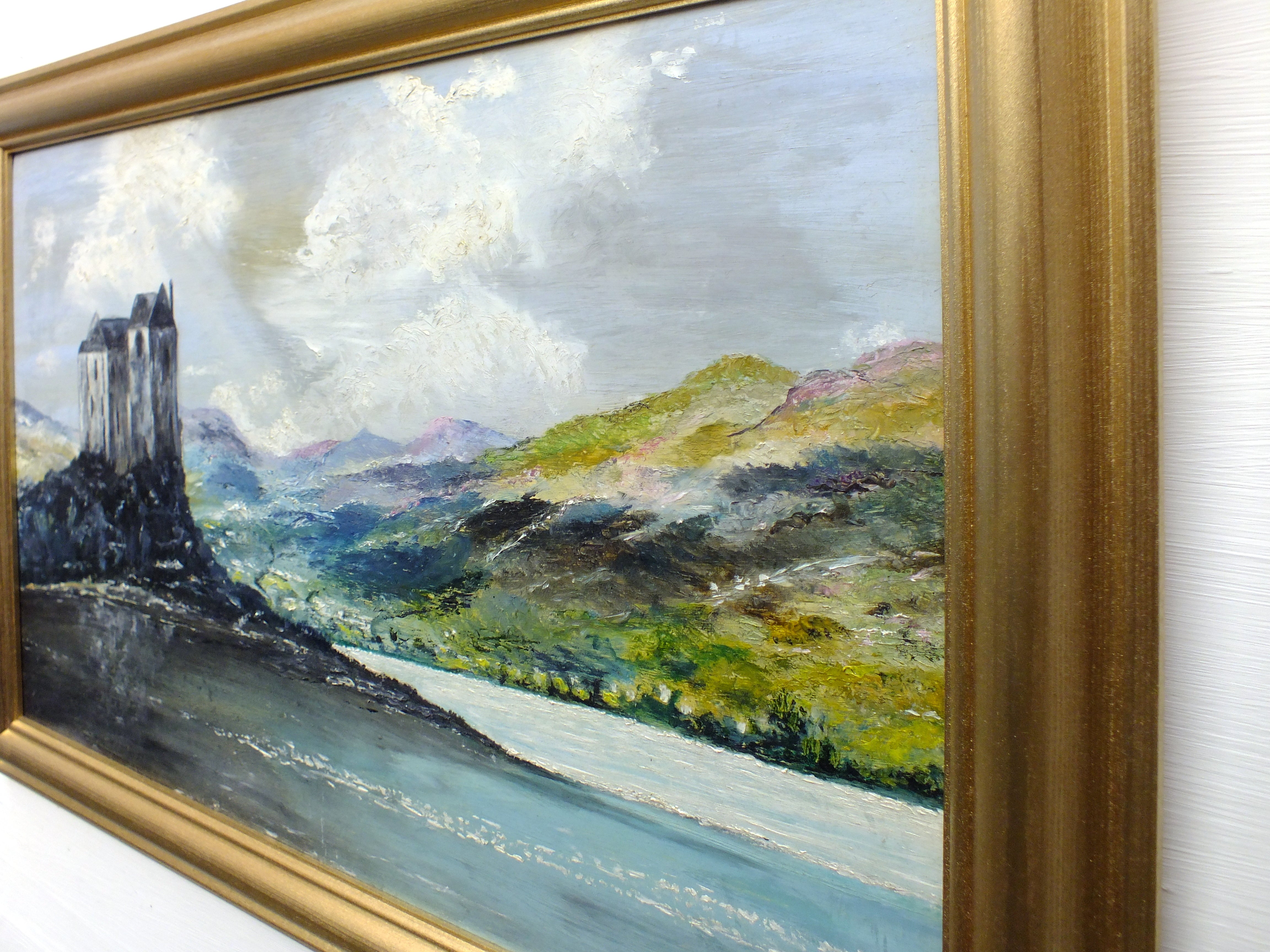 Scottish Landscape Vintage Oil Painting Framed Castle Loch