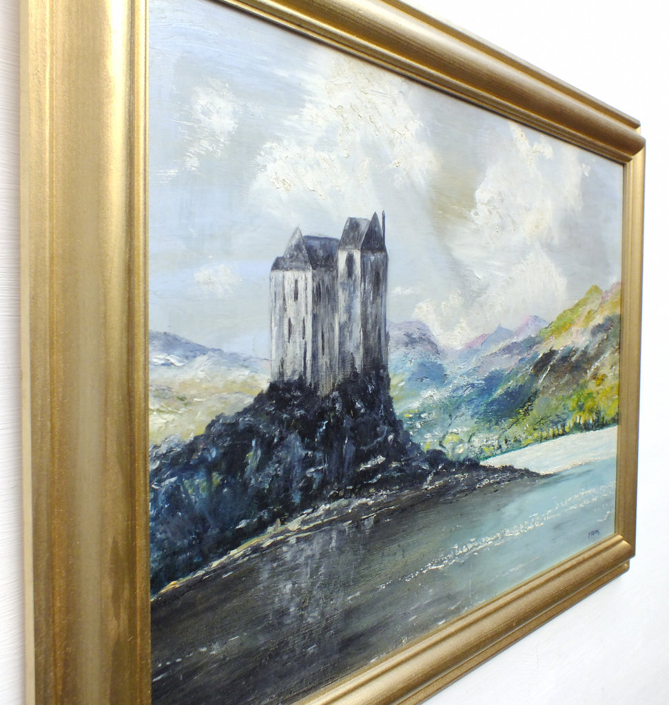 Scottish Landscape Vintage Oil Painting Framed Castle Loch
