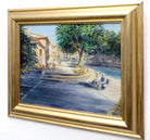 Provence Street Scene Vintage Oil Painting Framed