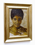 Young Woman Portrait Oil Painting Signed, Framed