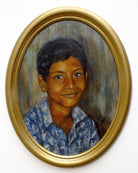 Young Boy Portrait Oil Painting Signed Framed