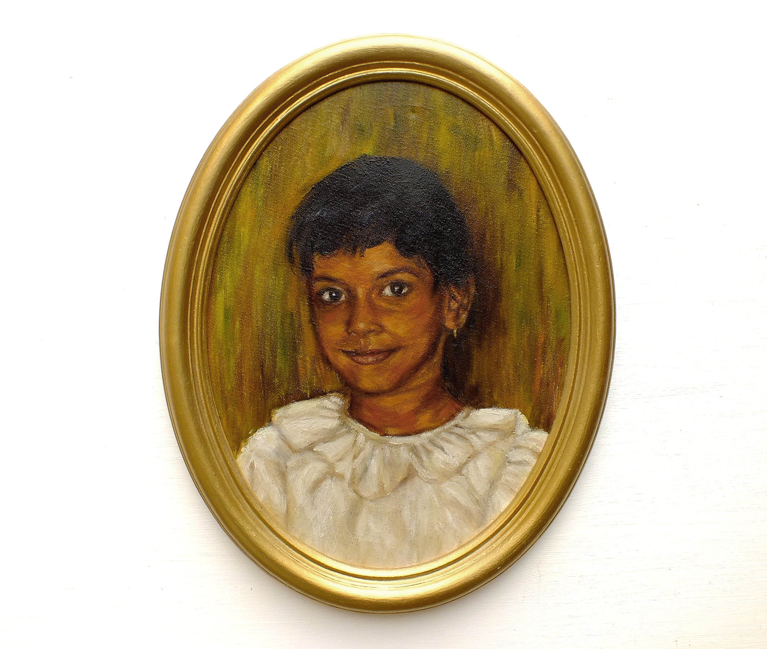 Young Girl Portrait Oil Painting Signed Framed