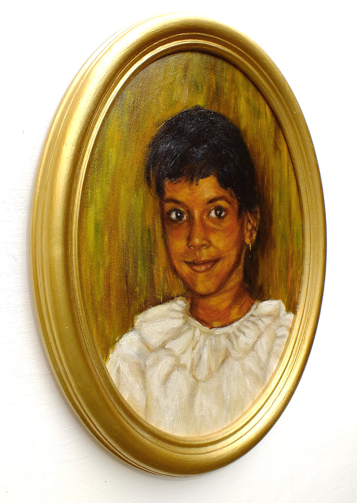 Young Girl Portrait Oil Painting Signed Framed