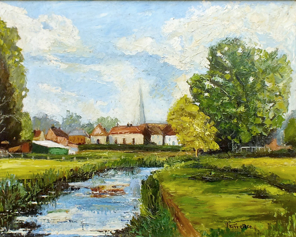 Riverside English Landscape Oil Painting
