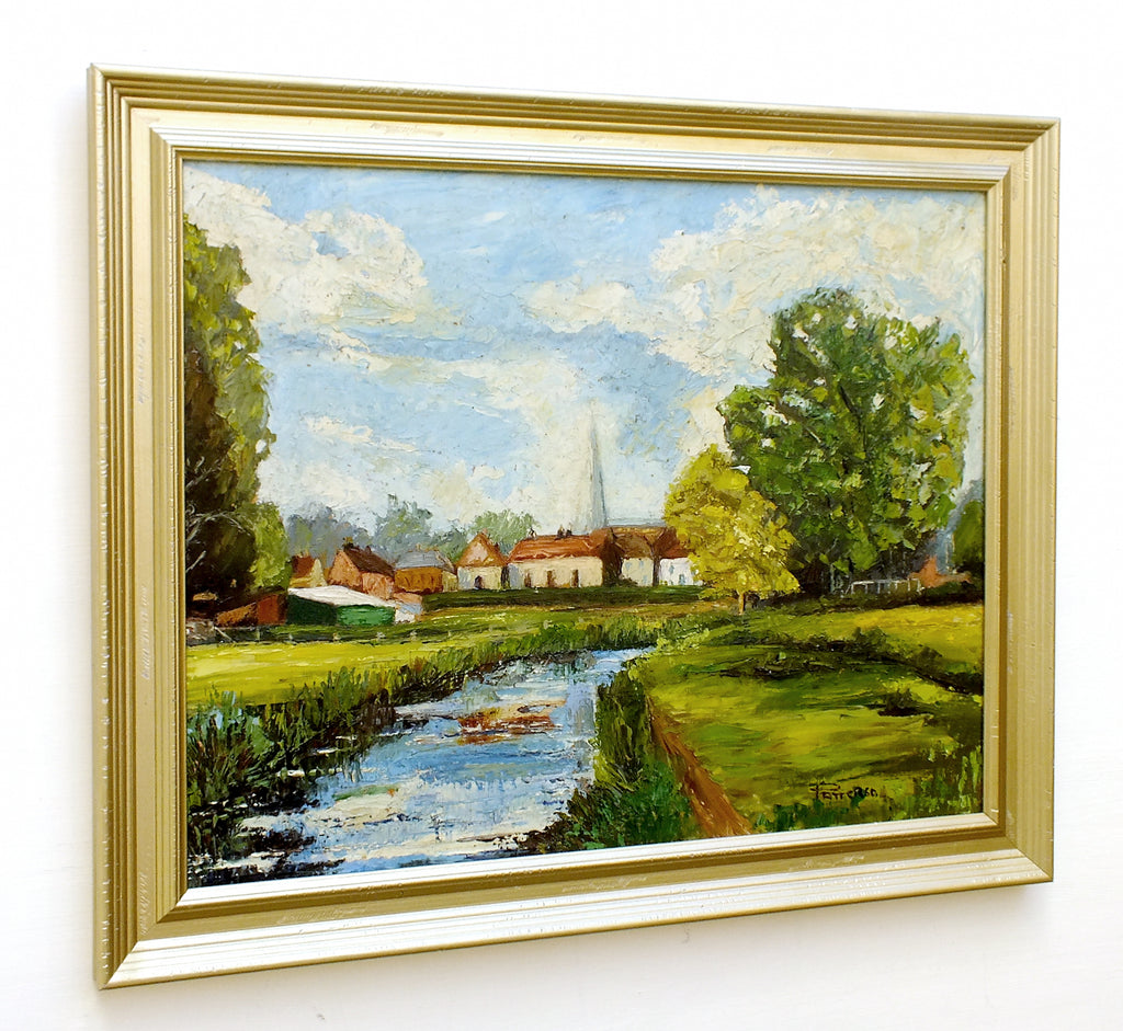 Riverside English Landscape Oil Painting