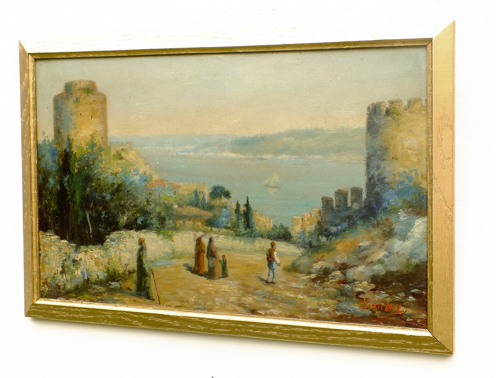 Moroccan Original Oil painting Landscape Vintage Seascape Coastal Art