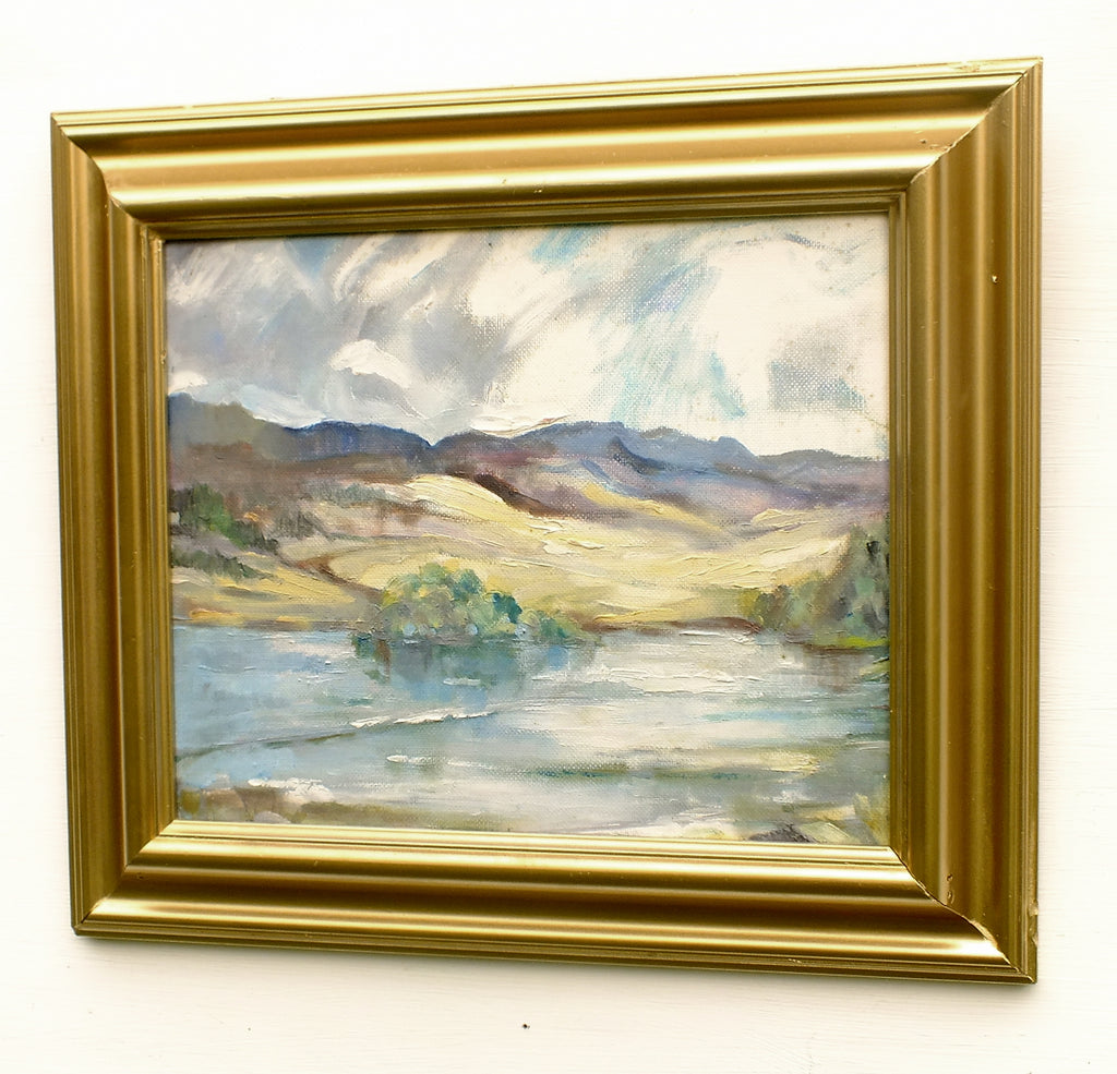 Loch Maberry Scottish Landscape Vintage Oil Painting Framed Mountain Scene