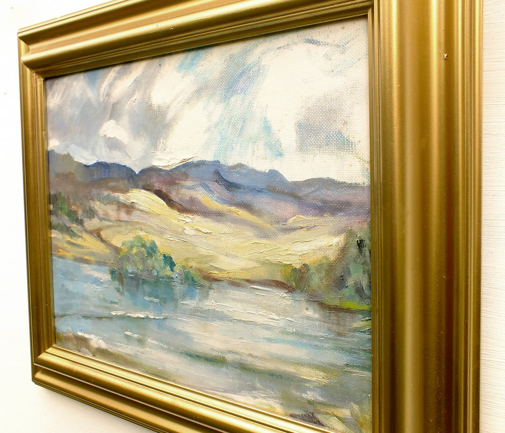 Loch Maberry Scottish Landscape Vintage Oil Painting Framed Mountain Scene