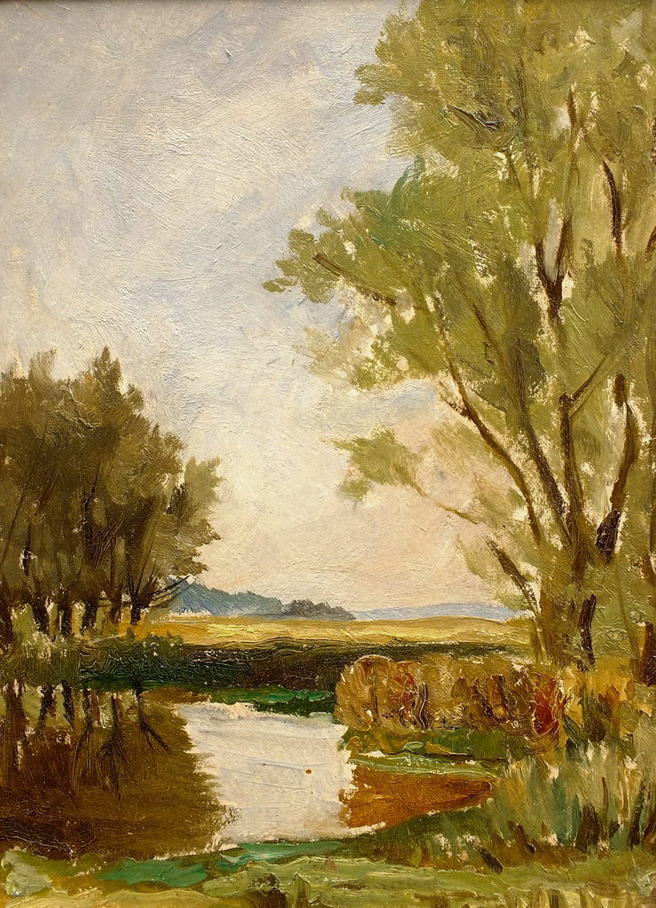 Lakeside English Landscape Oil Painting Framed Original