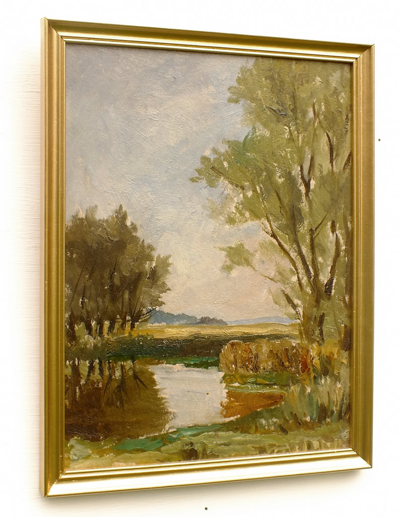 Lakeside English Landscape Oil Painting Framed Original
