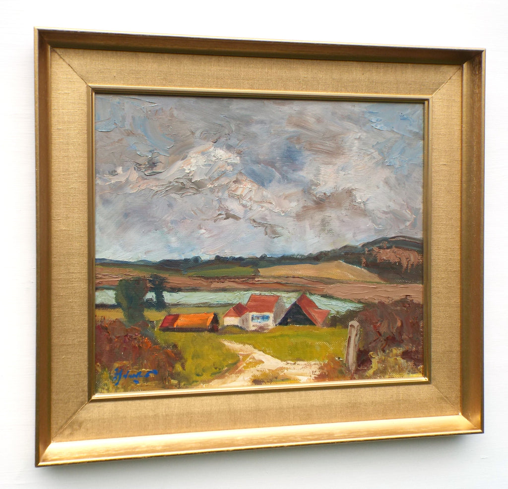 Farmhouse Decor English Landscape Oil Painting Signed Framed Little Henny Sudbury