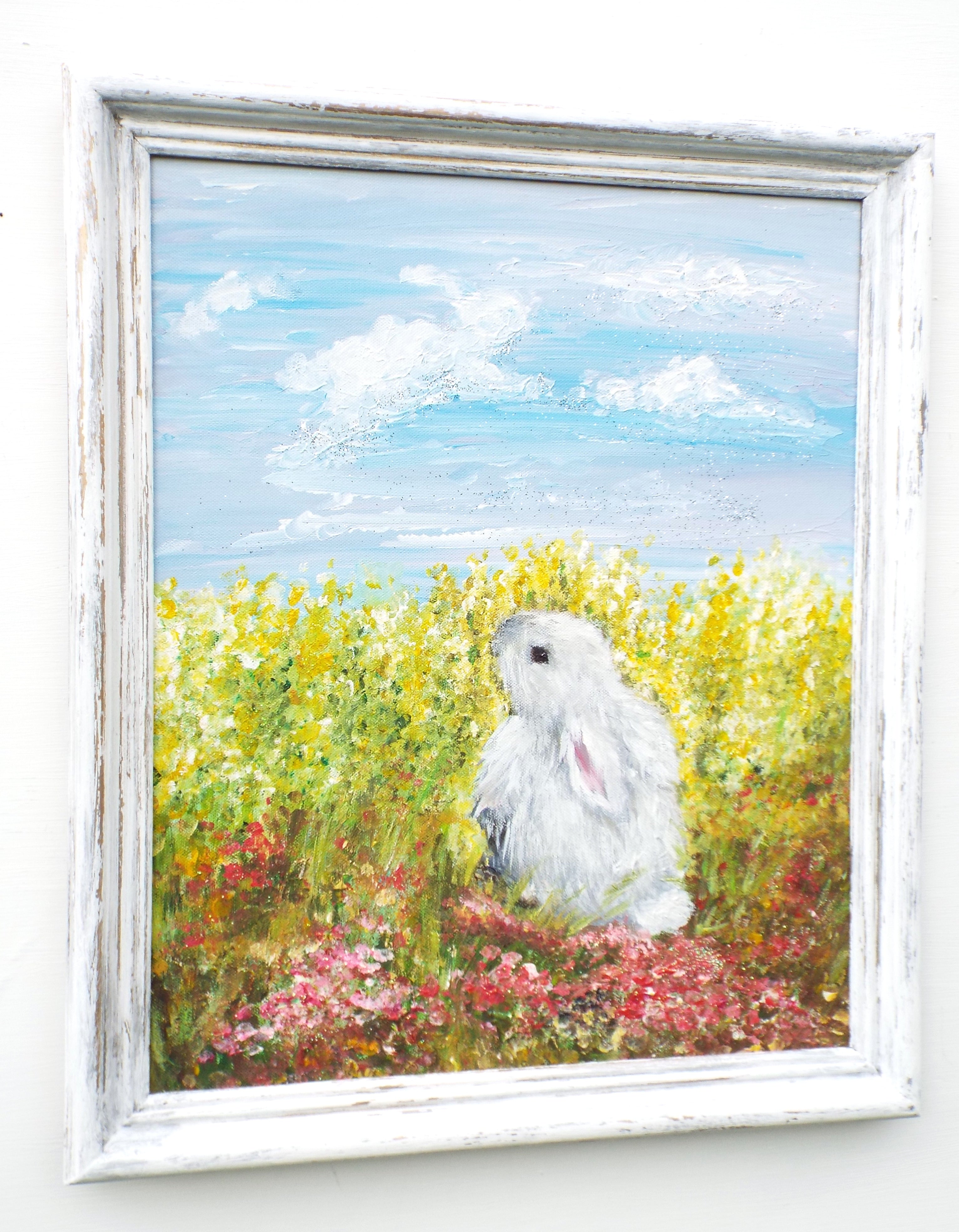 Cute Rabbit Original Framed Painting by Andi Lucas