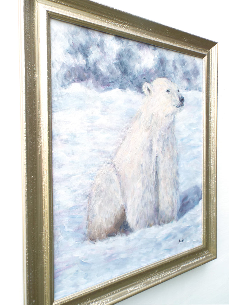 Polar Bear Original Framed Wildlife Painting by Andi Lucas