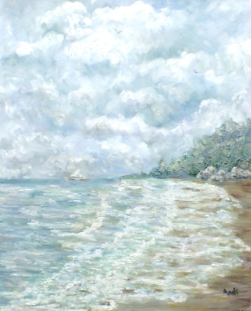 Beach Seascape Oil Painting by Andi Lucas