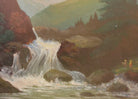 French Alps Oil Painting Framed Alpine Mountain Landscape Waterfall