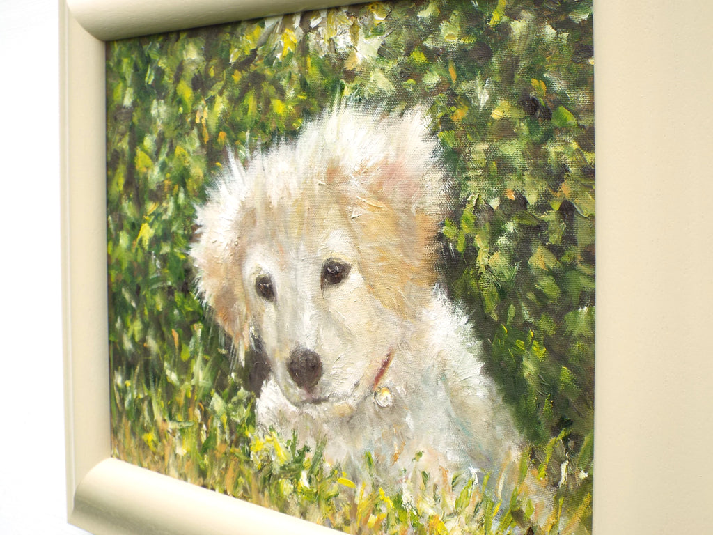 Yellow Labrador Puppy Original Framed Dog Painting by Andi Lucas
