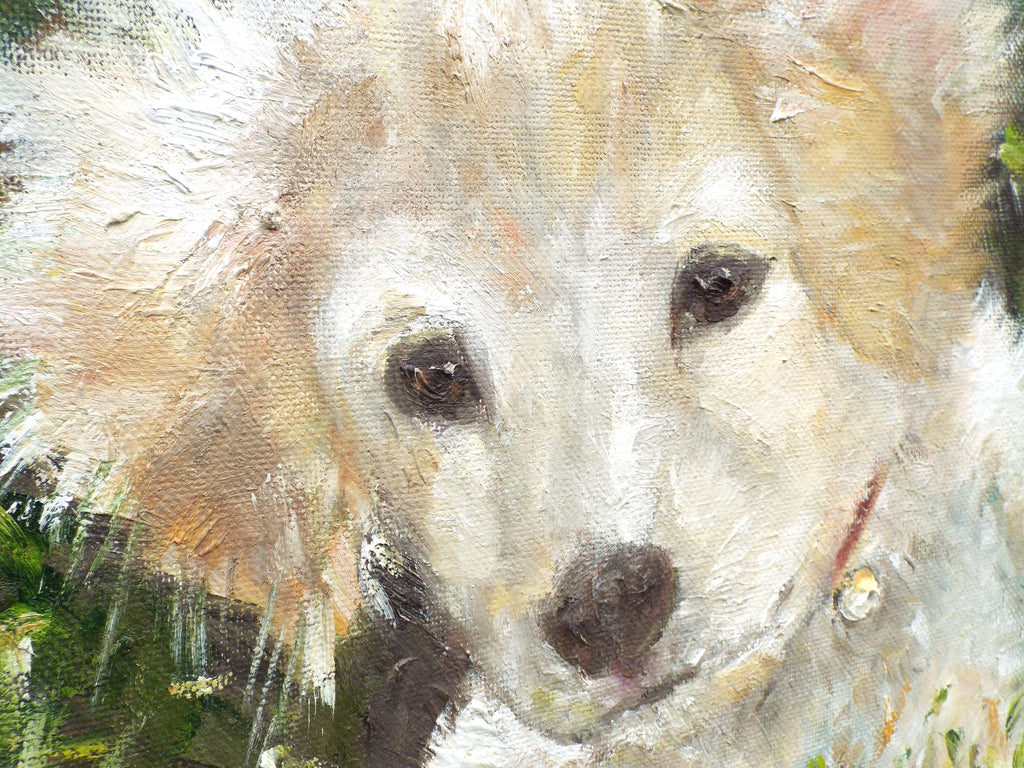 Yellow Labrador Puppy Original Framed Dog Painting by Andi Lucas
