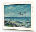 Seascape Oil Painting Ocean Wall Art Coastal Decor Framed Ducks