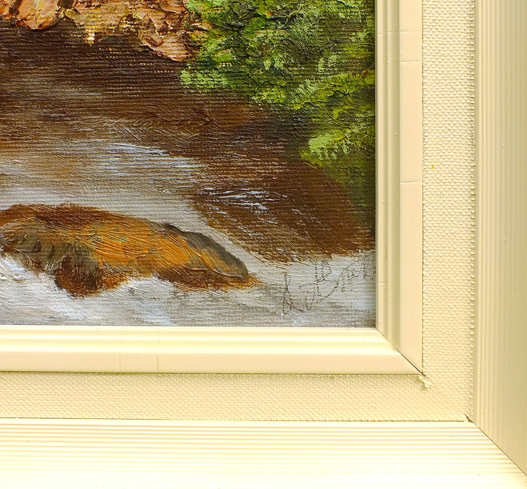 Bridge Over the River Landscape Oil Painting Framed Original