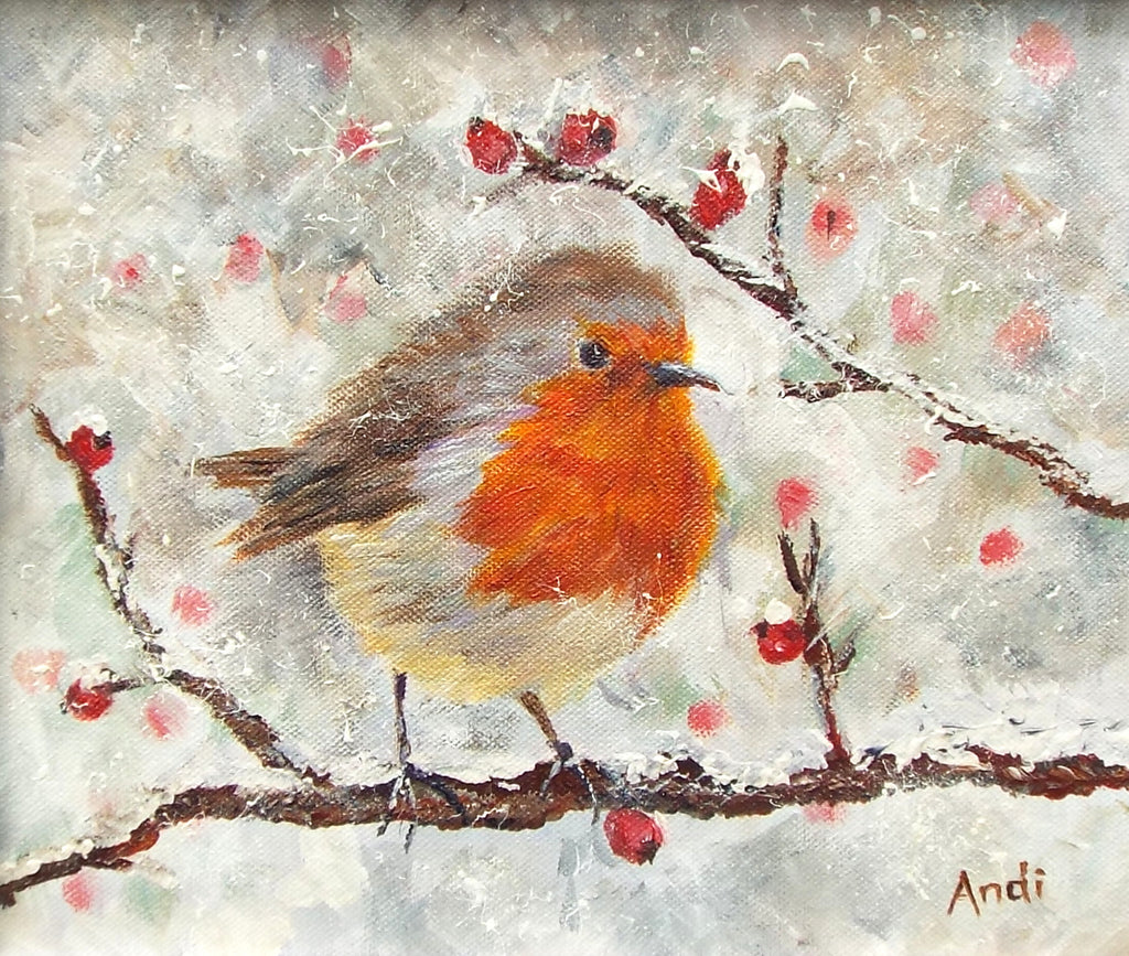 Robin Original Framed Bird Painting by Andi Lucas