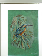 Pair Bird Paintings Great Spotted Woodpecker, Kingfisher Original Oil Framed