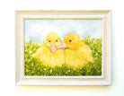 Yellow Ducklings Original Framed Bird Oil Painting by Andi Lucas