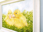 Yellow Ducklings Original Framed Bird Oil Painting by Andi Lucas