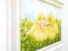 Yellow Ducklings Original Framed Bird Oil Painting by Andi Lucas