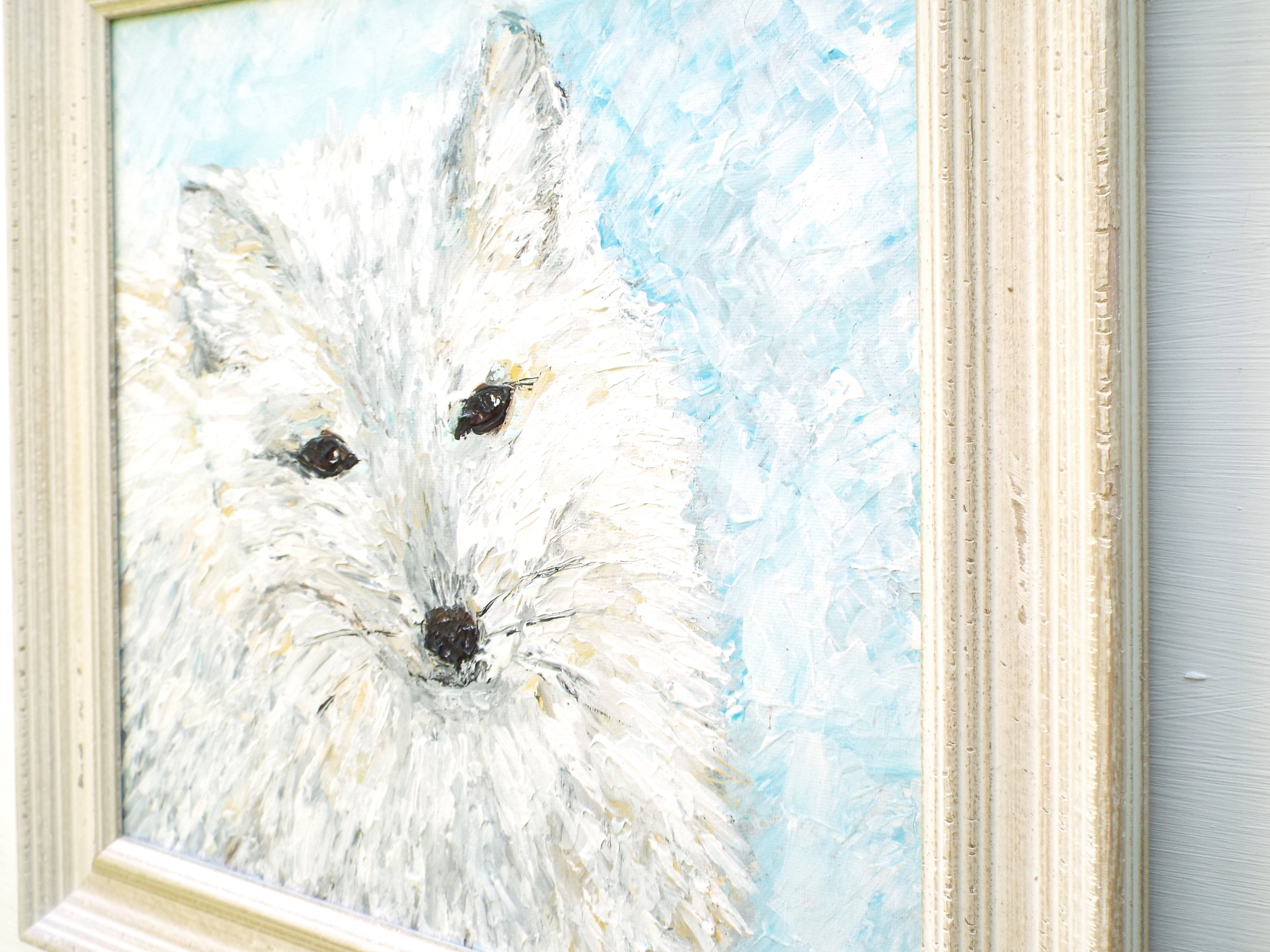 Arctic Fox Original Framed Wildlife Painting by Andi Lucas