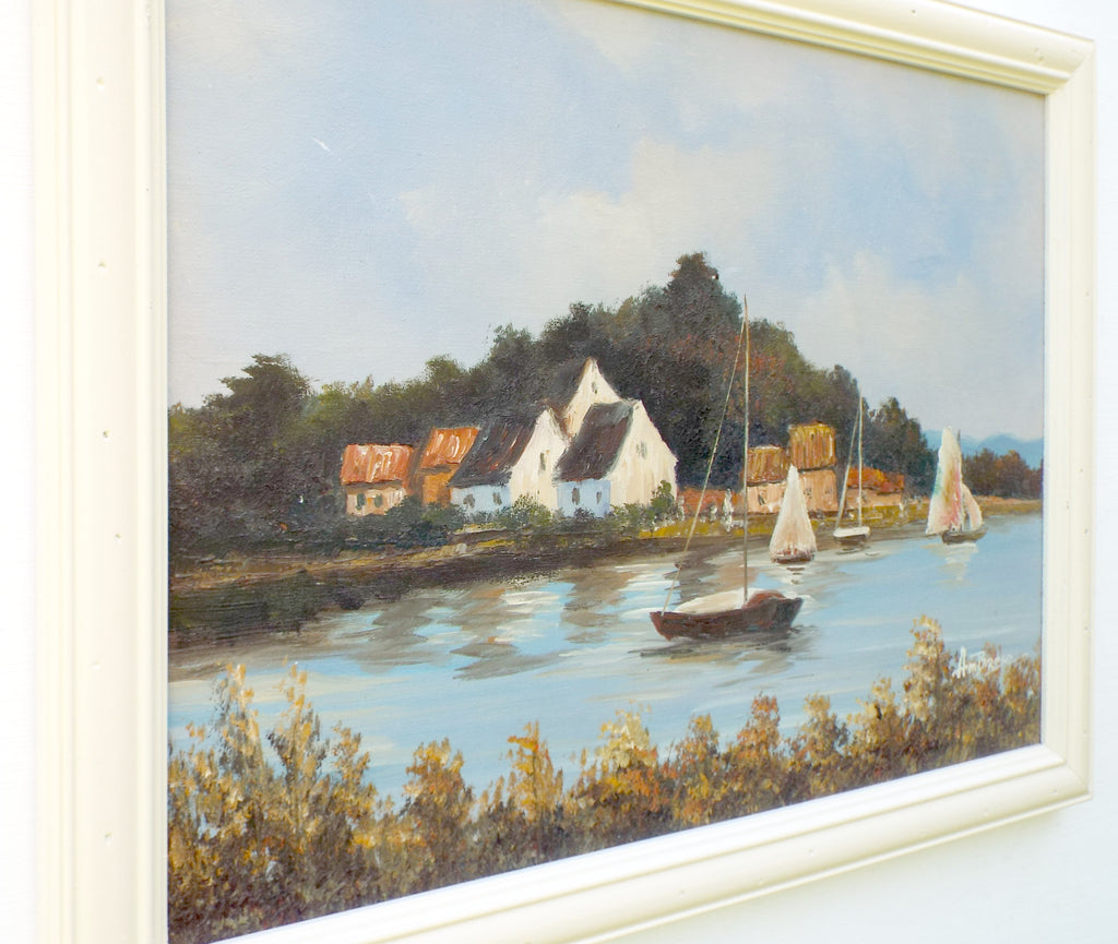Sailing Boats Oil Painting Coastal Wall Art Cornish Beach House