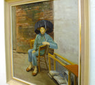 Chinese Lady Portrait A Quiet Smoke Oil Painting Signed Framed