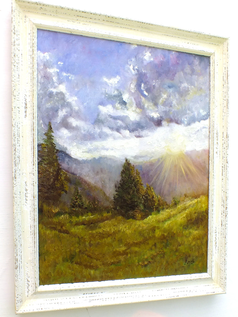 Tyrolean Sunrise Austrian Landscape Oil Painting by Andi Lucas