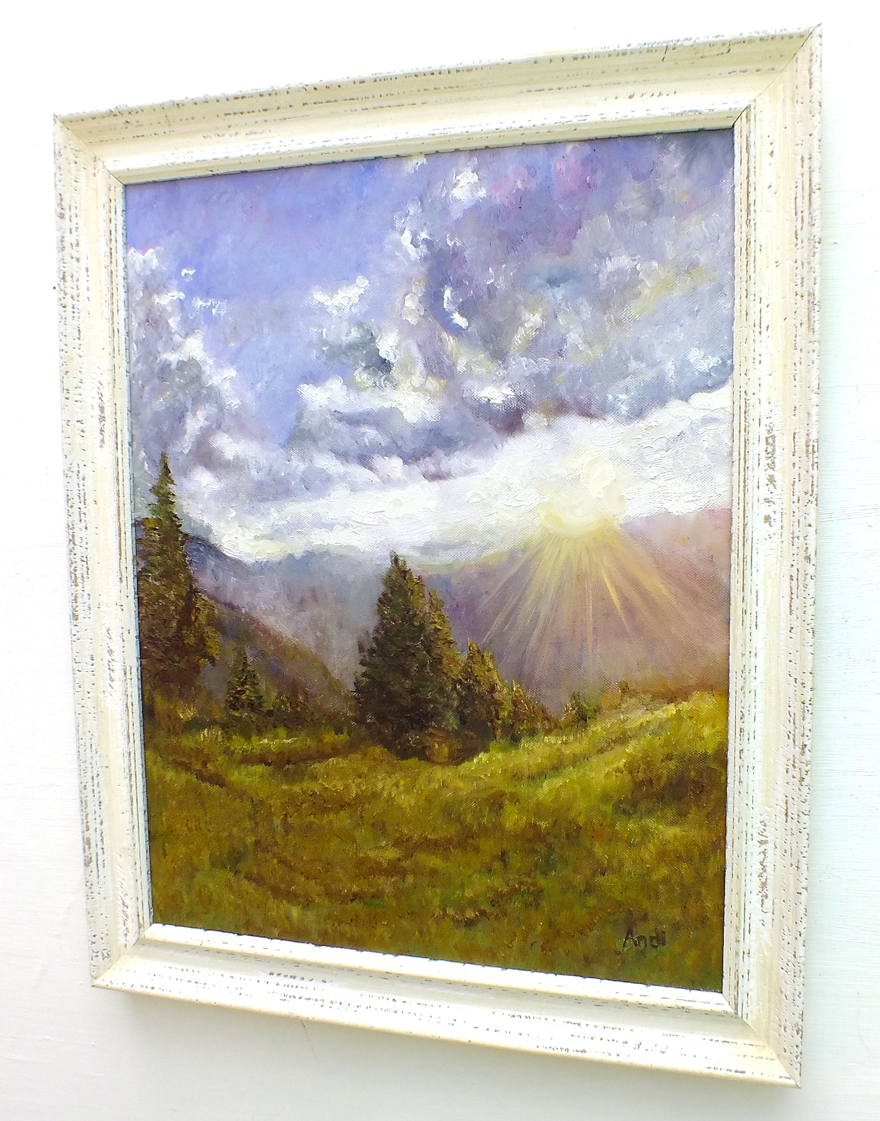 Tyrolean Sunrise Austrian Landscape Oil Painting by Andi Lucas