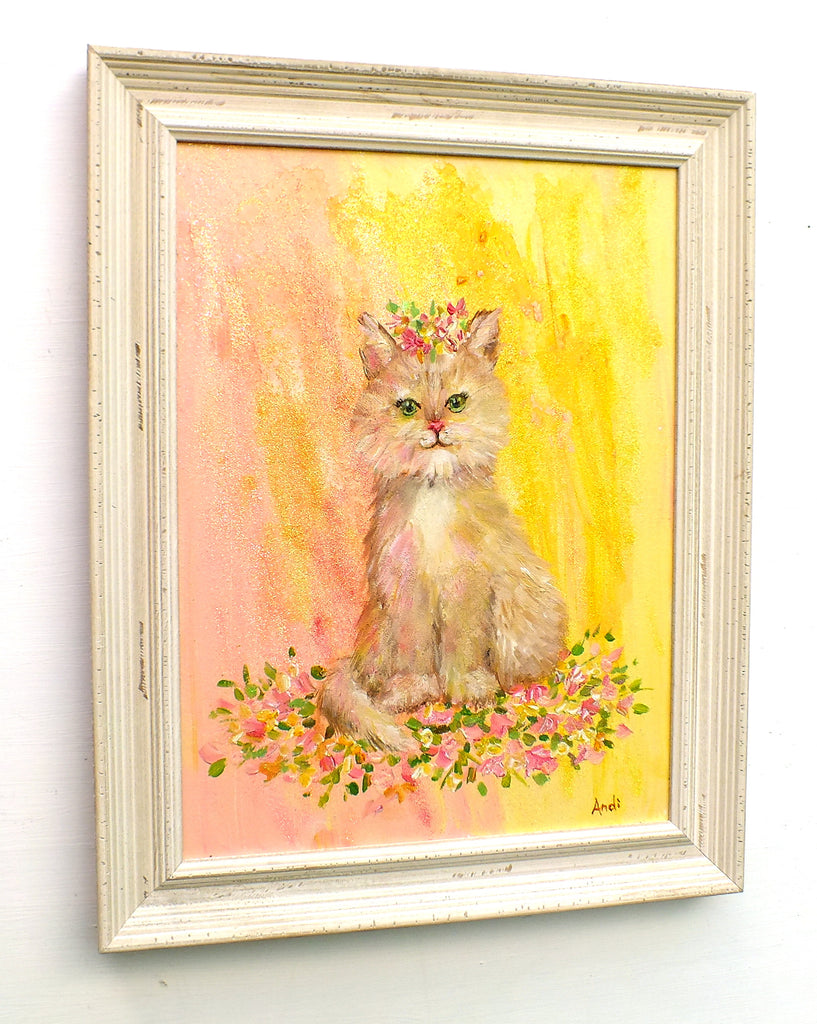 Cute Cat Original Framed Painting by Andi Lucas