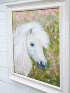 White Horse Portrait Painting Original Oil Painting Signed Framed Wildlife Art by Andi Lucas