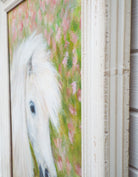 White Horse Portrait Painting Original Oil Painting Signed Framed Wildlife Art by Andi Lucas