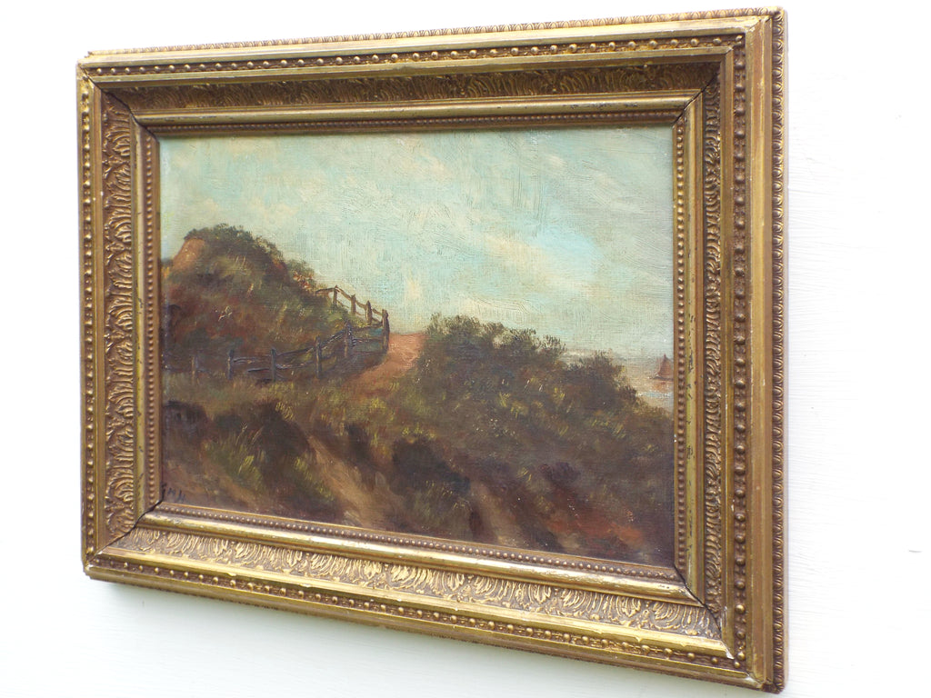Antique Oil Painting Coastal Landscape Framed Seascape Painting 1930s