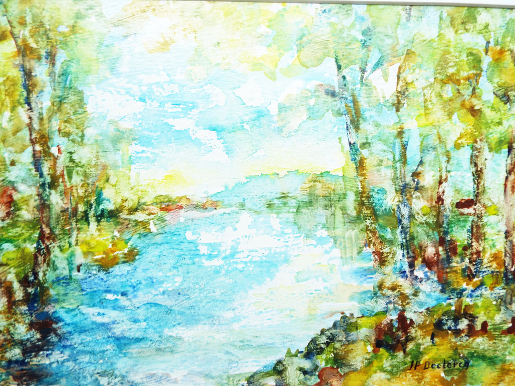 French River Impressionist Painting Framed Art