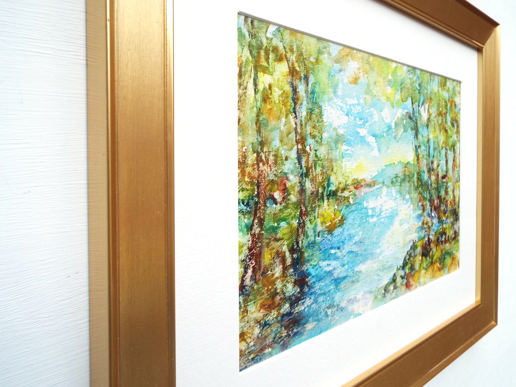 French River Impressionist Painting Framed Art