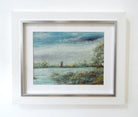 Dutch Windmill Coastal Landscape Vintage Framed Seascape Painting